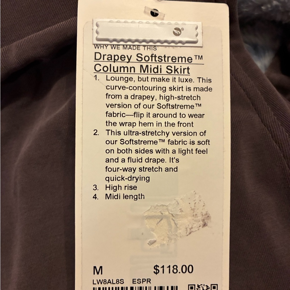Lululemon Sz. Med. Drapey Softstreme Column MIDI Skirt High Rise $118 MSRP NWT - Picture 6 of 8